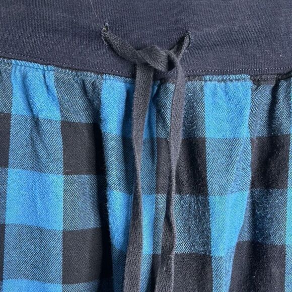 LL Bean x Peanuts Blue Plaid flannel Pajama Pants Lg - Picture 5 of 7